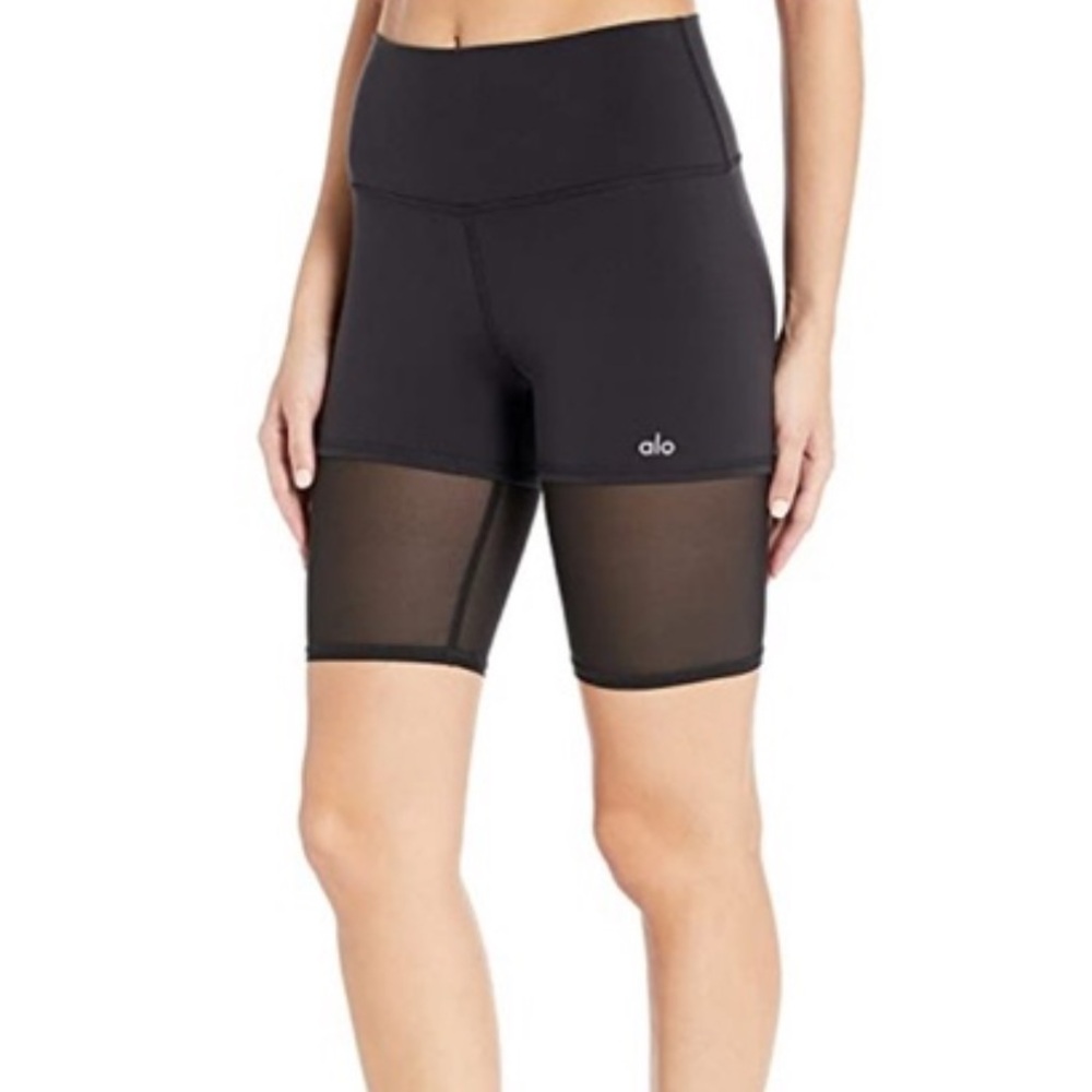 ALO Yoga Black Mesh Bike Shorts